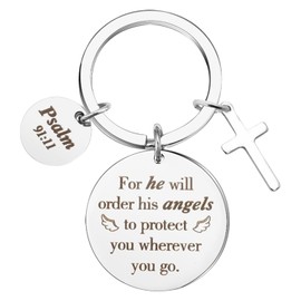 L0famy Bible Verse Keyring, Religious Faith Keychains, Christian Gifts for Women Men, Guardian Angel Gifts for Him Her, Bible Gifts Protect You Wherever You Go