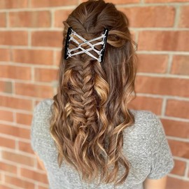 4 Pieces Elastic Hair Comb Clips Magic Stretchy Double Comb Hair Clips for Girls Women Hairstyle Hair Accessories (Silver-Pink,Gold,White,Blue)