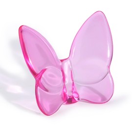 Small Crystal Butterfly, Crystal Cut Butterfly Figurine, 3D Flying Butterflies Decorations for Home Table, Tiny Glass Butterflies Collectible for Women (Pink)