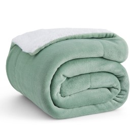 Bedsure Sherpa Fleece Throw Blanket for Couch - Thick and Warm Blanket for Winter, Soft Fuzzy Plush Throw Blanket for All Seasons, Sage Green, 50x60 Inches