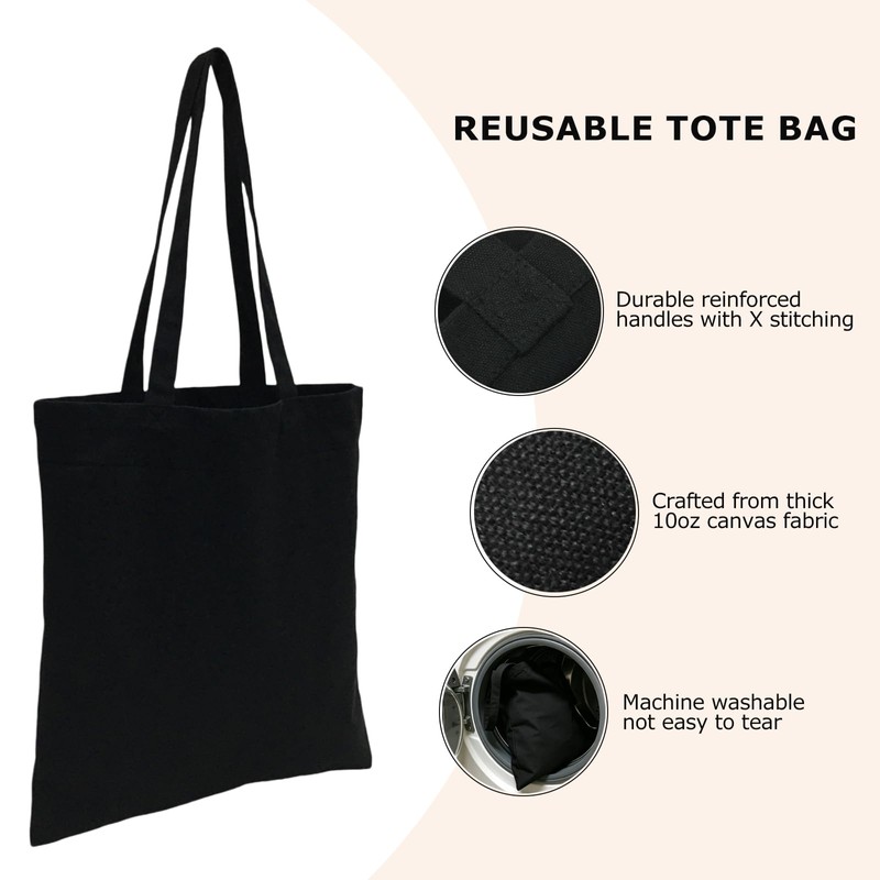 BUOGIO Canvas Tote Bags Bulk 50 Pack - Thick 10oz