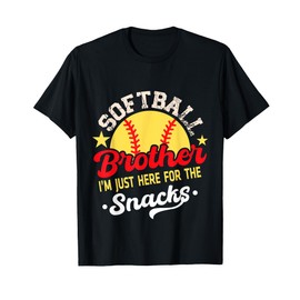 Retro Softball Brother I'm Just Here For The Snacks Funny T-Shirt