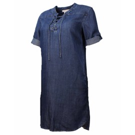 Philosophy Womens Tencel Lace Up Denim Dress (Small, Dark Wash)