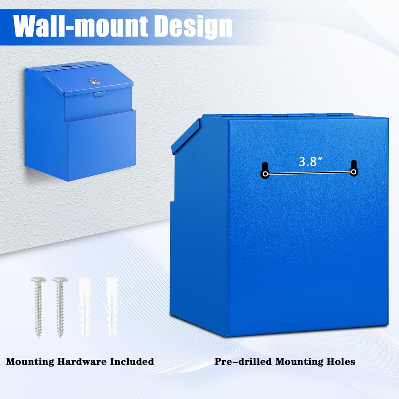 KYODOLED Suggestion Box with Lock, Metal Wall Mounted Donation and
