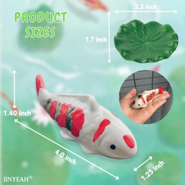 JINYEAH Ceramic Koi Fish Pond Decor 4″ Fake Fish Floating Aquarium Decor Floating Koi Pond Swimming for Birdbath Pond Fountain Fake Aquarium Tea Pet