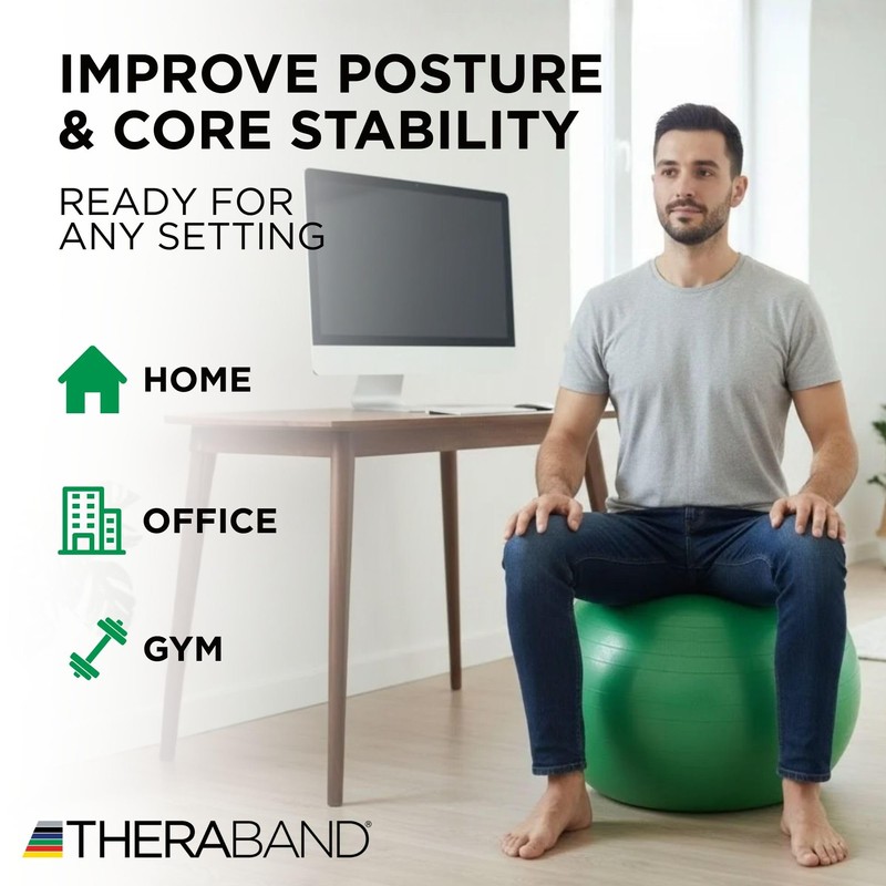 THERABAND Pro Series Exercise Ball, 26" Green Stability Ball for
