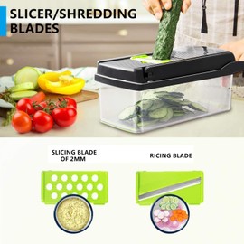 Vegetable Slicer 15 in 1, Vegetable Slicer with Stainless Steel, Nicer Dicer, Onion Cutter, Manual Vegetable Cutter, Grater for Vegetables, Multifunctional Potato Cutter, Cucumber Slicer, Onion