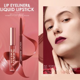 LANGMANNI LANGMANNI 6 Matte Lipstick with 6 Lipliners Durable Makeup Set,Long-Lasting Non-Stick Cup Not Fade Waterproof Pigmented Velvet Lipgloss Kit Beauty Cosmetics Makeup Gift for Girls (#C)