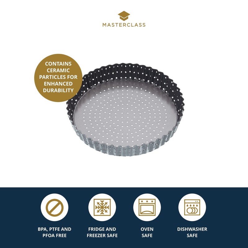 MasterClass KCMCCB33 Crusty Bake 25 cm Perforated Quiche Tin with