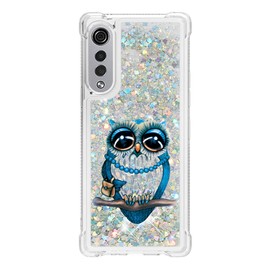 LEMAXELERS LG Velvet Case Bling Glitter Case Soft TPU Floating Clear Liquid Hearts Quicksand Shiny Flowing Shockproof Protective Cover for LG Velvet YB-LS Owl