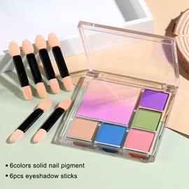 Gradient Nail Glitter Powder，6 Colors Fluorescent Neon Pigment Set, Solid Rubbing Dust for Ombre Nail Design,Summer Phosphor Pigment Fine Glitter Powder, Professional Nail Accessories Supplies