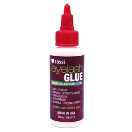Sassi Eyelash Glue Clear 2oz | Quick-Drying, Natural Extract Formula, Waterproof, Durable Hold, Long-Lasting, Lash Adhesive | Made in USA