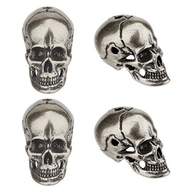 SUPERFINDINGS 4PCS Silver Skull Spacer Bead Tibetan Style Brass Beads European Large Hole Skull Beads for Paracord Necklace Bracelets Jewelry Making DIY, Hole: 2.5mm