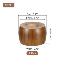 sourcing map 4Pcs Wood Furniture Legs, 1.97" Solid Wood Replacement Furniture Feet for Couch Cabinet,Light Brown