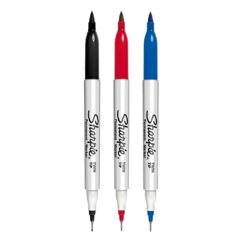 3 Marcador Permanente Sharpie Doble Punta Negro/azul/rojo