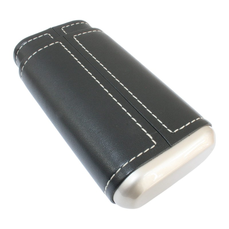 Greyhound Cigar Tube Leather Covered Black Case With Cedar Lining