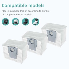 6 Pcs Replacement Refill Dust Bags Compatible with Roborock Q10 S5+, Q10 X5+, Q7 M5+, Q5 Max+, Q5+, S8 Pro Ultra, S8+, Q7 Max+, Q8 Max+, Robotic Vacuums 3L Large Capacity