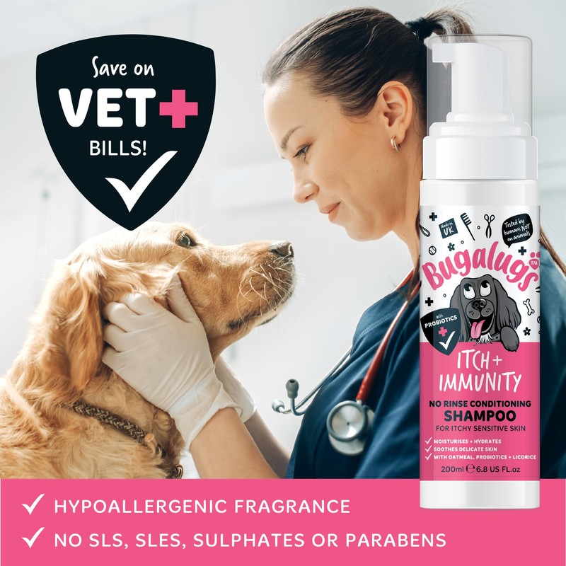 Bugalugs Itch & Immunity Dog No Rinse Shampoo Sensitive Skin