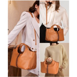 Women's Genuine Leather Handbag Purse Top Handle Satchel Bag Designer Clutch Purse Multi Pockets Crossbody Shoulder Bag