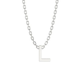 Aeon Jewellery Alphabet Initial Necklace - L | 925 Sterling Silver 3D Necklace | Adjustable 16-18 Inch Silver Belcher Chain | Polishing Cloth