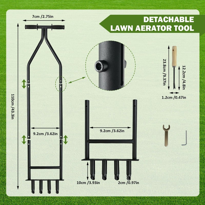 FIMXSD Manual Lawn Aerator Tool, Heavy Duty Detachable Iron Grass