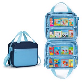 LoDrid Carry Case Compatible with Little Tikes Story Dream Machine Books, Holds Up to 12 Books and 4 Characters, Portable Storage Bag with Handle and Shoulder Strap, Blue, Bag Only