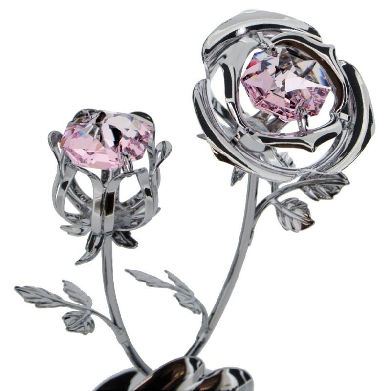 Crystocraft Chrome Plated Rose & Rose Bud Ornament. (Special Mum)