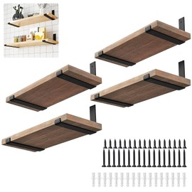 Storystore Shelf Brackets, Heavy Duty Hook Brackets for Shelves, Black L Shelf Bracket Wall Mount for DIY Open Shelving (12 Inch-8 PCS)