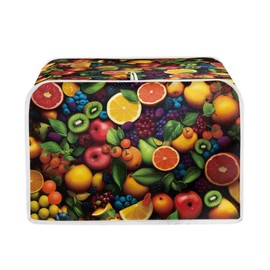 ASQVTIFE Toaster Covers 4 Slice Wide Slot Fresh Fruits Print Dust Fingerprint Protectors and Greasy Protection Anti-sputtering Machine Washable Women Gift