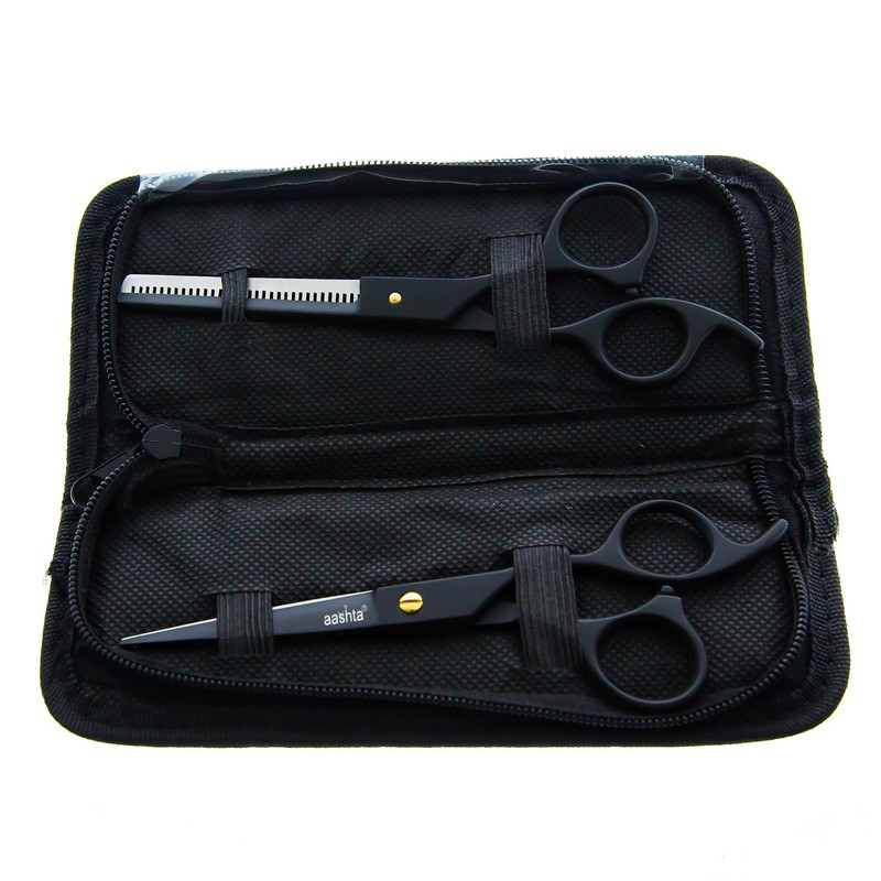 Estuche De Tijeras Para Estilista Barber Peluquero Aashta 6" (Negro)