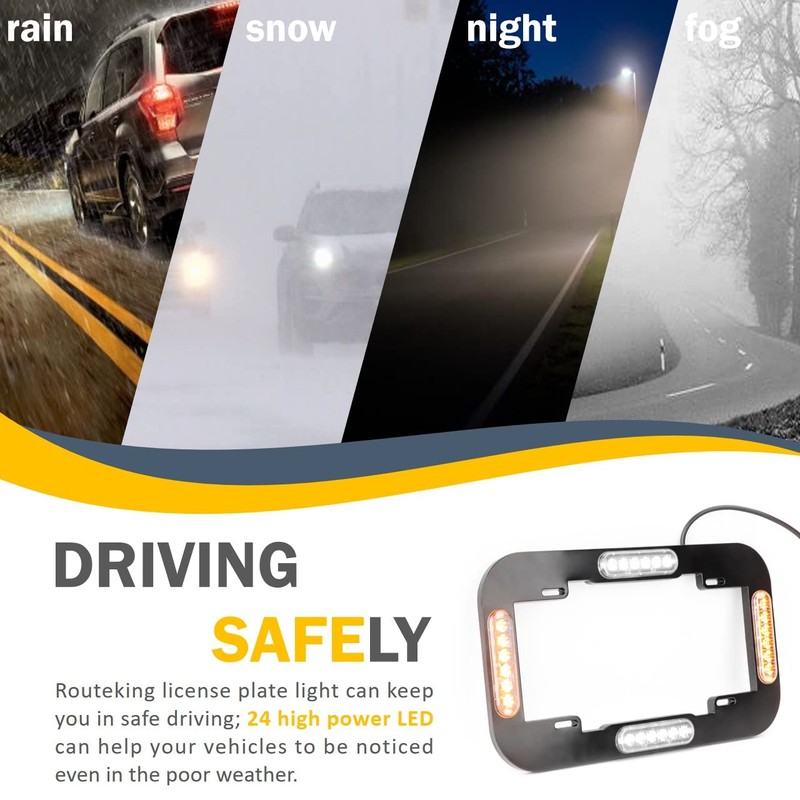 ROUTEKING 13.5" 24 LED License Plate Strobe Lights Waterproof License
