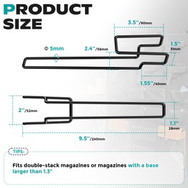 Under Gun Safe Shelf Magazine Holder, Universal Pistol Magazine Holder Fits Double-Stack or Magazines with Base Over 1.3”, 4LBS Load Capacity Pistol Magazine Rack, Gun Magazine Storage for Shelf
