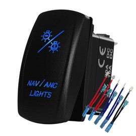 BACAUTOPARTS Blue Led Navigation Light Anchot Light Rocker Switch 10 Pin ON-Off-ON Nav/ANC Light Toggle Switch for Marine Boat Ship Vessel Fishing Boat 12V 24V IP68