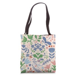 Vintage Scandinavian Folk Art Nordic Flowers Hygge Floral Tote Bag