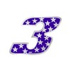 Holographic Racing Number 3 Medium, Stars, 10 x 7.5 cm