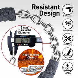 DaShield Bike Chain Lock Security 5 Digit Resettable Combination, 38.6 inches Heavy Duty Anti Theft Lock Chain for Bicycle, Motocycle, Scooter, Gate, Fence (Gray, 3.2ft)