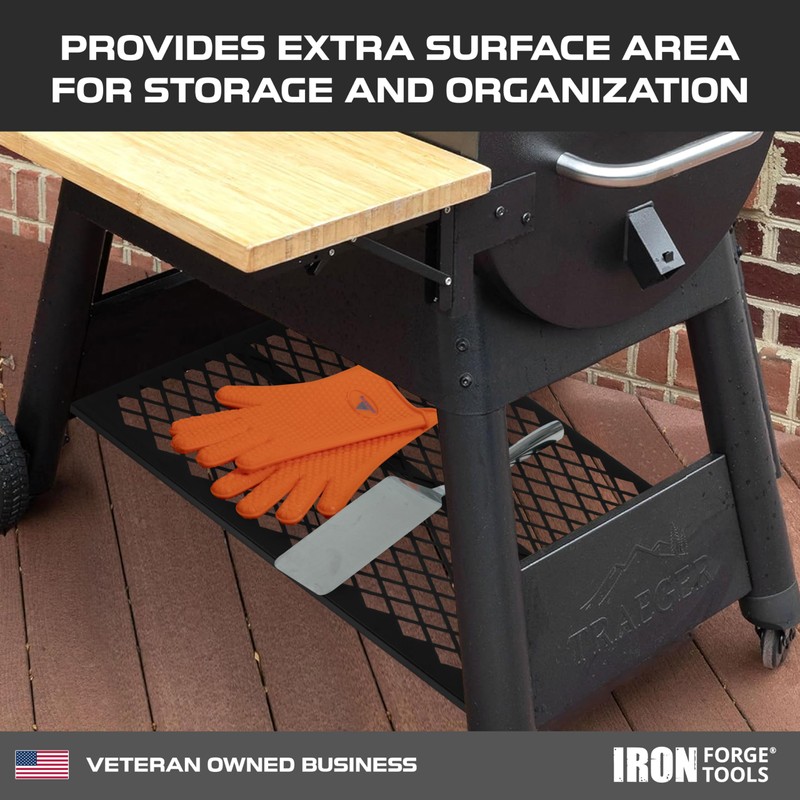 Iron Forge Tools Pellet Grill Storage Shelf Compatible with Traeger