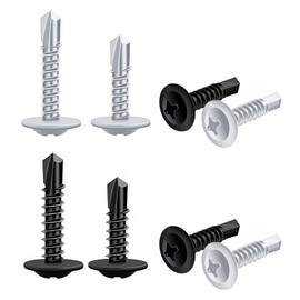 120pcs Self Tapping Screws Metal M4.2 Stainless Steel Self Drilling Screws Cross Drive Round Head Fastening Screws with Plastic Box for Metal Plastic Wood Concrete - Black Silver Size 1/2" 3/4"