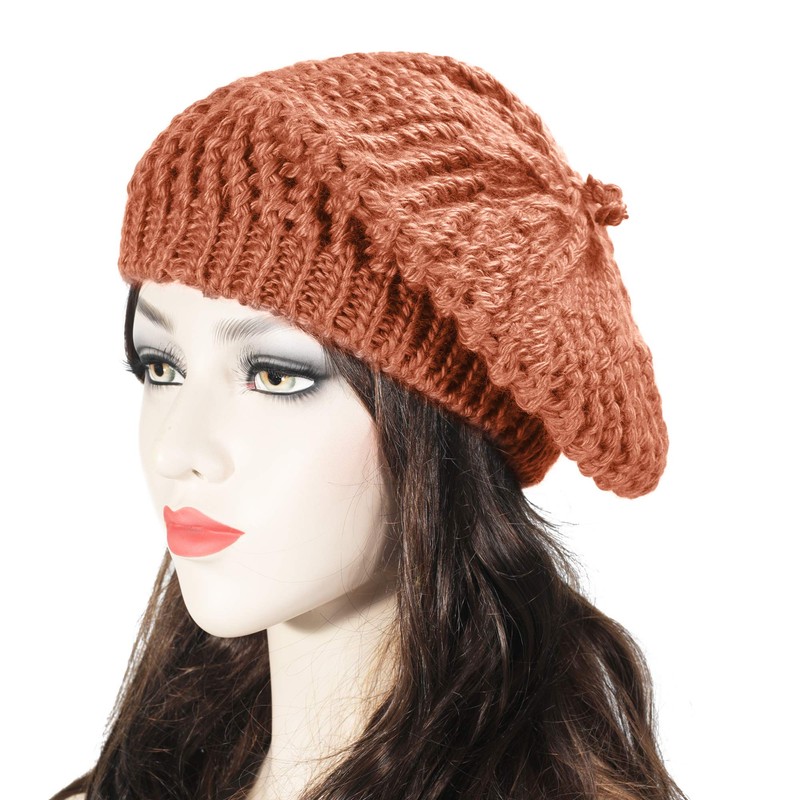 ZLYC Women's Cable Knitted Beret Hats Braided Baggy Wool Beret
