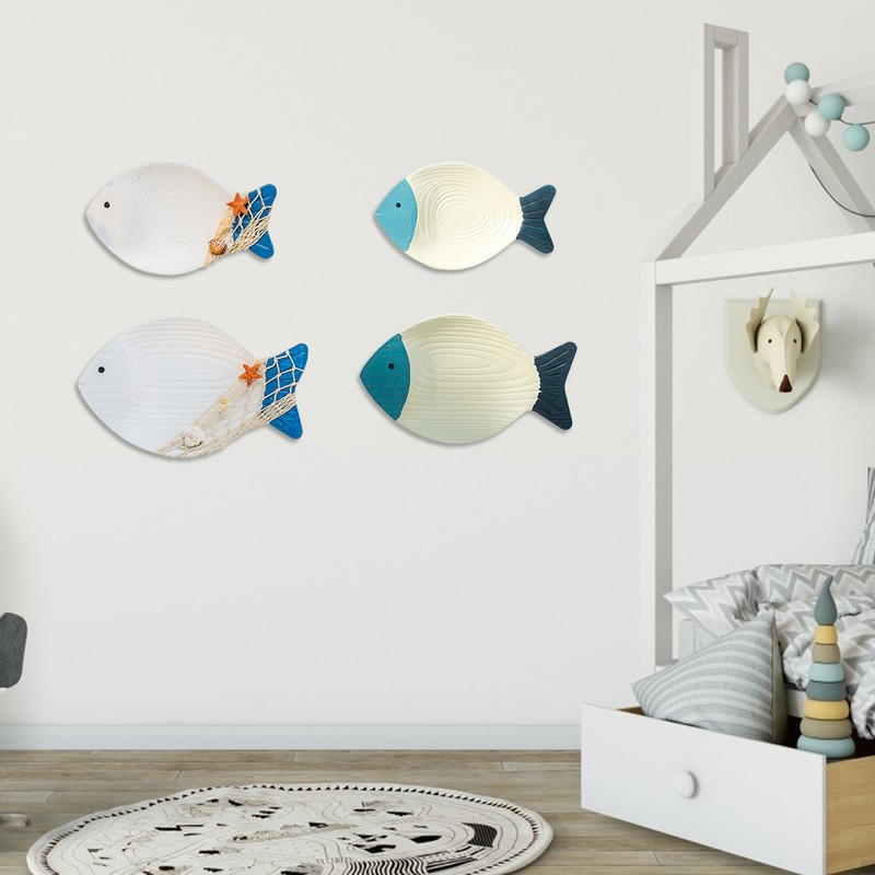 Wood Fish Hanging Ornament Wooden Fish Wall Art Decor for
