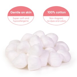 Icotle 100% Pure Cotton Balls, Large Size, Soft and Absorbent for Make-Up, Nail Polish Removal, Pet Care, Applying Lotion or Powder and First-Aid for Everyday Household Use, 100 Count