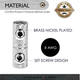 Conext Link WCT8N-2 Wire Coupler Terminal Butt Connector With Set Screws 2 Pack (8 Gauge)
