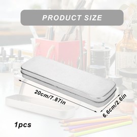 Metal Pencil Case Silver Pencil Tin Portable Makeup Brush Organiser Slim Pencil Case Pen Boxes Gift Empty Tin Pencil Case Home Office School Thin Pencil Case Small Pen Box Stationery Storage Box