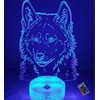 Creative 3D Wolf Night Light 16 Colors Changing USB Power