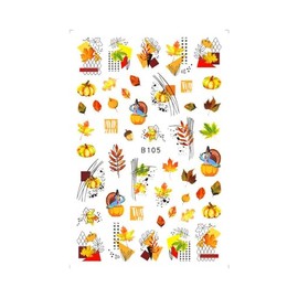 Autumn Leaf Nail Decal Sticker Turkey Thanksgiving Pumpkin Maple Fruit Stickers B105 Nail Wraps Stickers Manicure Supplies for Women Nails Full Long Lasting Easy Apply and Remove