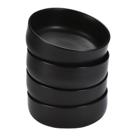 Bruntmor Ceramic Serving Bowls - Set of 4 Large Cereal Bowls - 28oz Black Salad Bowls - Dishwasher, Oven, and Microwave Safe Soup Bowl - Ceramic Bowl Set for Breakfast, Lunch, and Dinner