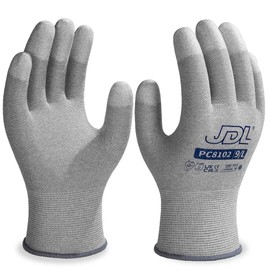 JDL ESD Work Gloves, Anti-Static Gloves for PC Building, Computer Installation & Repair, High Resistance Carbon Fiber Gloves, 6 pairs, Small