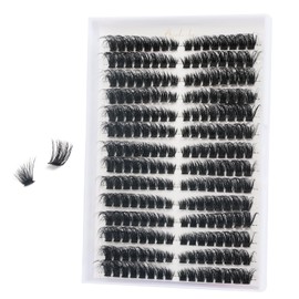 FANDIQ Fluffy Individual Eyelashes Cat Eye Cluster Lashes 224PCS Fluffy Individual Cluster Eyelashes 8-16MM Natural Cluster Lashes Left&Right Fox Eye Lashes Clusters for Beginners(100D)