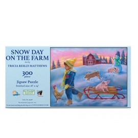 SUNSOUT INC - Snow Day on The Farm - 300 pc Jigsaw Puzzle by Artist: Tricia Reilly-Matthews - Finished Size 18" x 24" - MPN# 35978