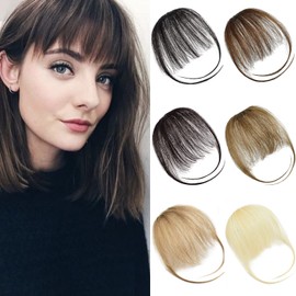 DILUSILK Bangs Hair Clip in Fringe Bangs Remy Real Human Hair Pieces for Women Daily Wear Wispy Bangs Standard Dark Blonde